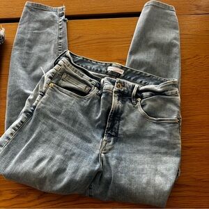 good american good leg skinny jean size 10/30 light blue wash distressed